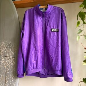 Vintage SUGOI cycling jersey long sleeve windbreaker large purple retro style